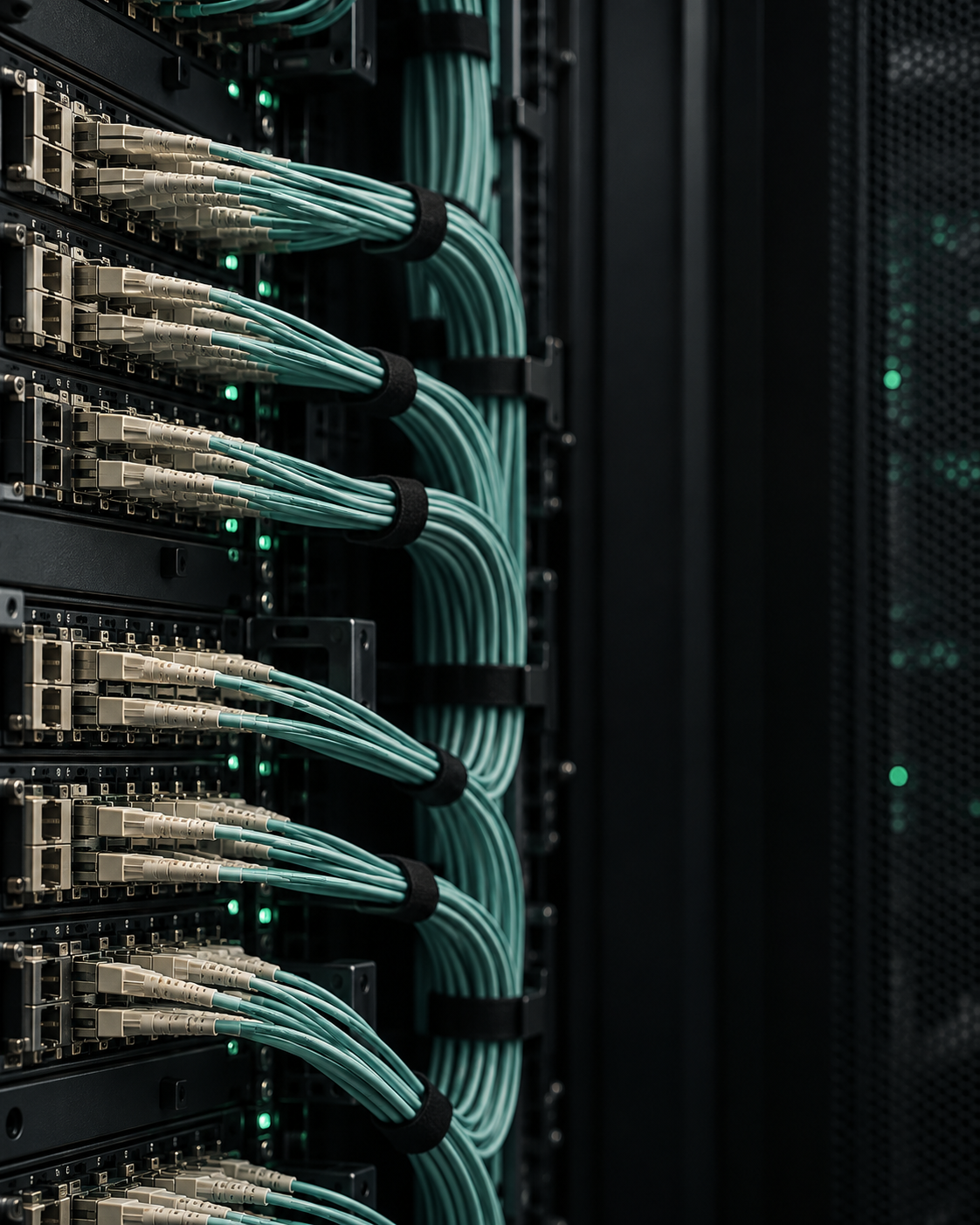 Close view of protected networking equipment